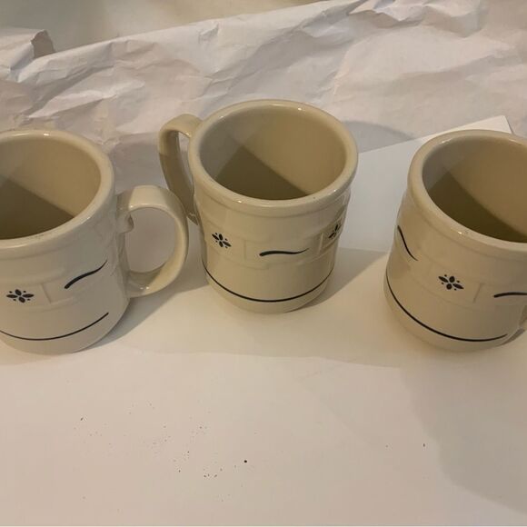 Longaberger Pottery Woven Traditions Cups - Classic Blue (Set of 3) A9 - Picture 2 of 6